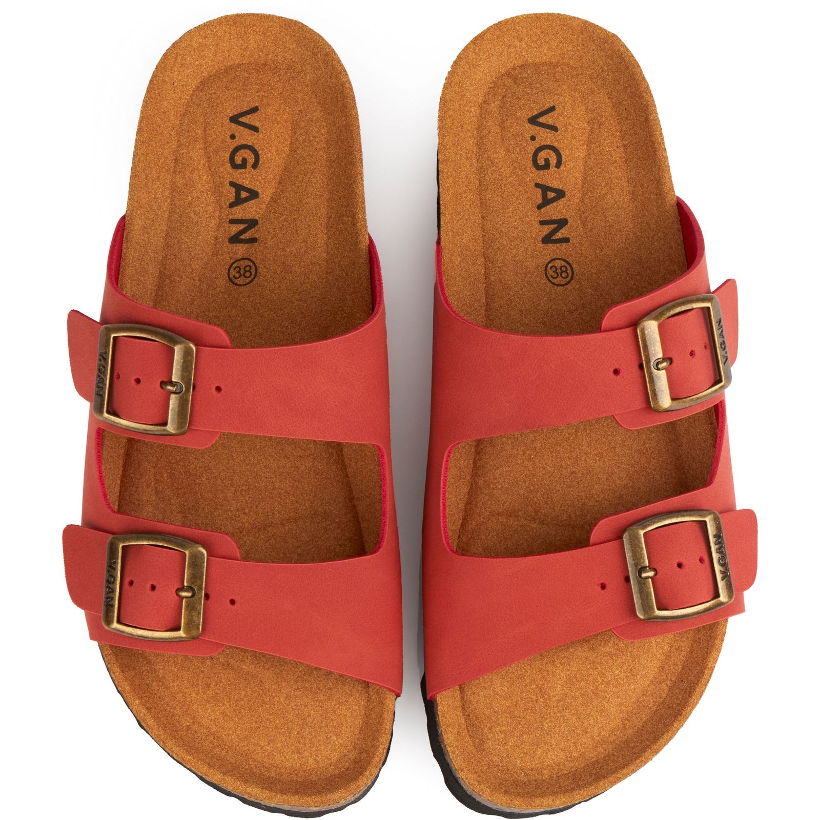 Womens Vegan Mango Comfort Footbed Sandals in Orange | V.GAN