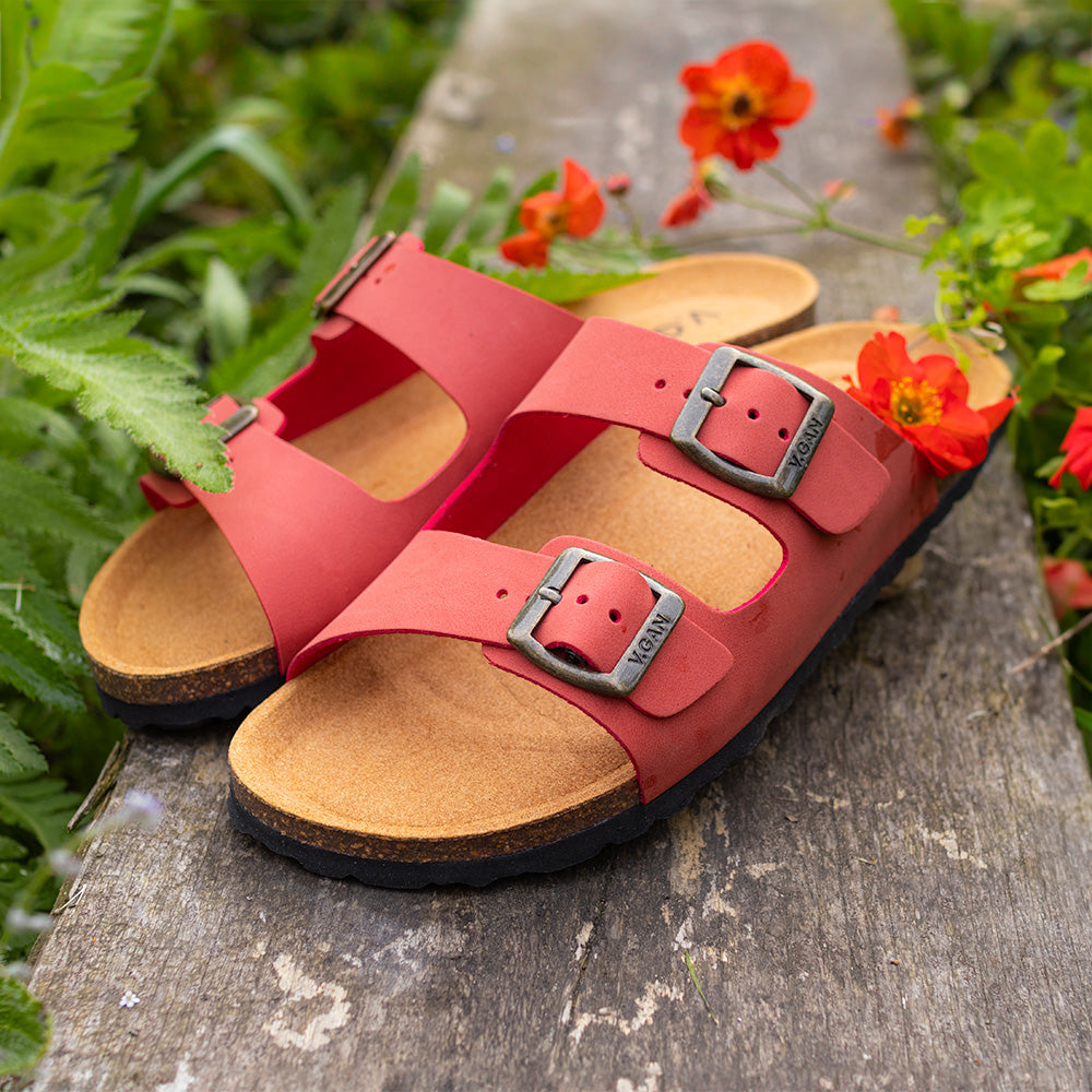 Womens Vegan Mango Comfort Footbed Sandals in Orange | V.GAN